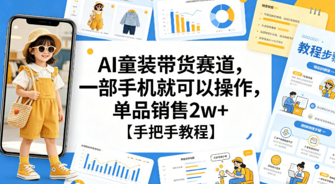 AI童装带货赛道，一部手机就可以操作，单品销售2w+