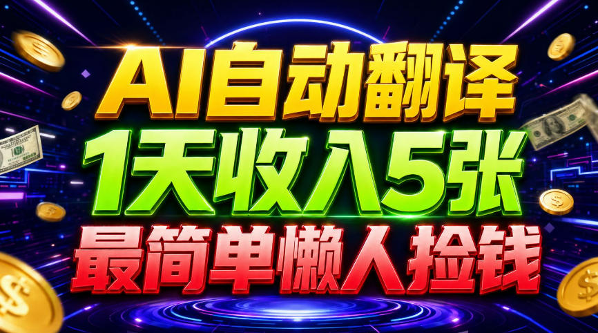 AI自动翻译项目，1天收入5张